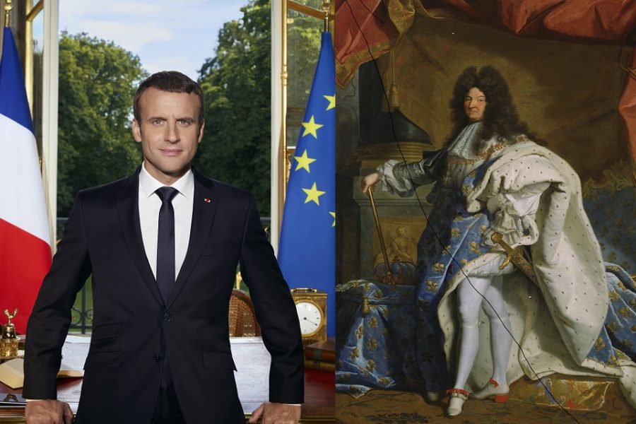 Het officiële portret van de president van Frankrijk, naast het officiële
protret van koning Louis XIV, ook van Frankrijk.
Reporters / Photoshot