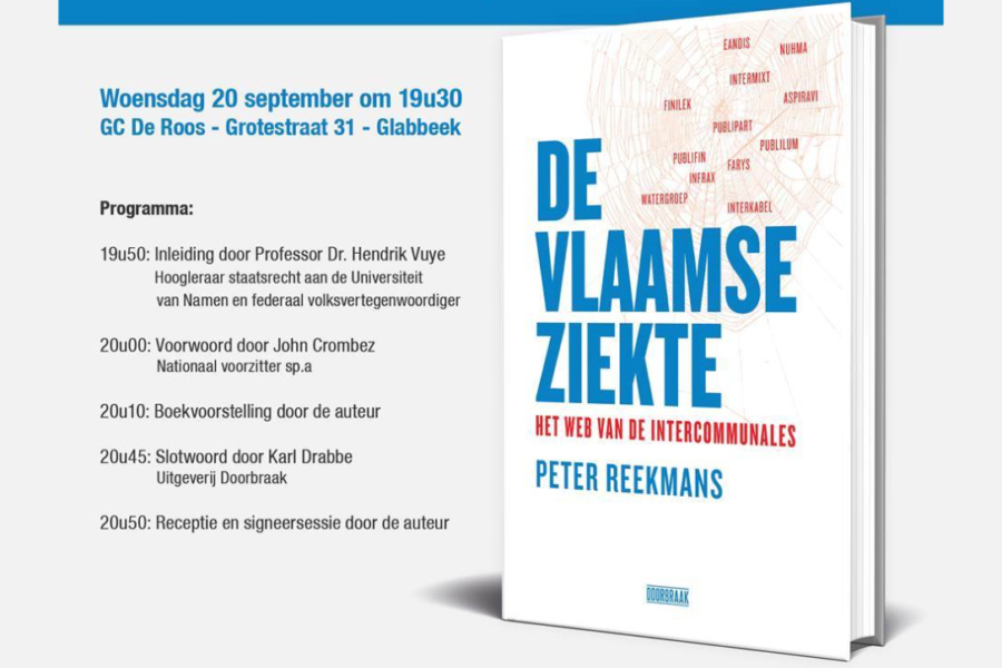 
Boekvoorstelling Peter Reekmaans Vlaamse ziekte- 20/09/2017
