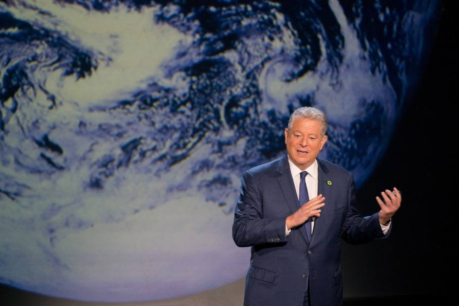 Al Gore op één van zijn van voorstellingen.