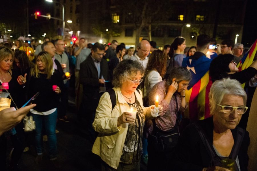 Vreedzame actie voor het vrijlaten van de Jordi’s in Barcelona, 17 oktober.