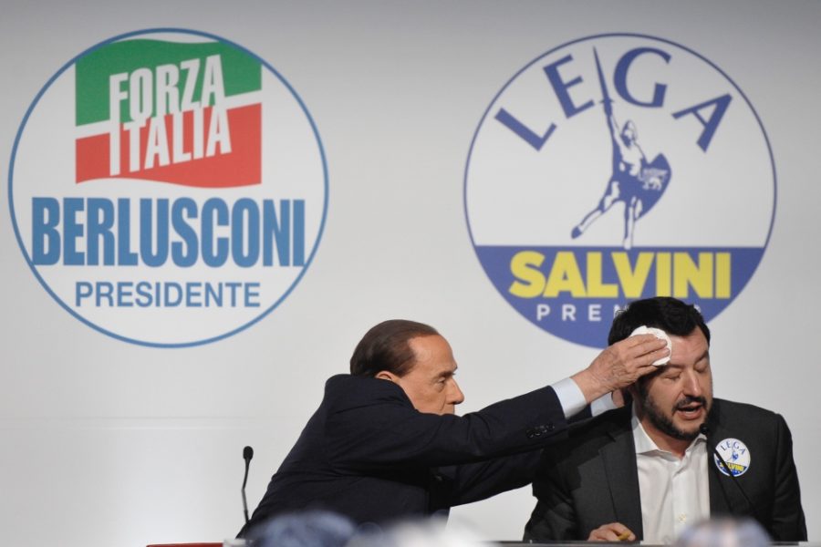 Silvio Berlusconi en Legaleider Matteo Salvini op de vooravond van de Italiaanse
verkiezingen.