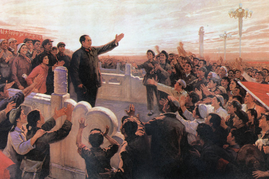 Affiche van de Culturele Revolutie met Mao als Grote Leider