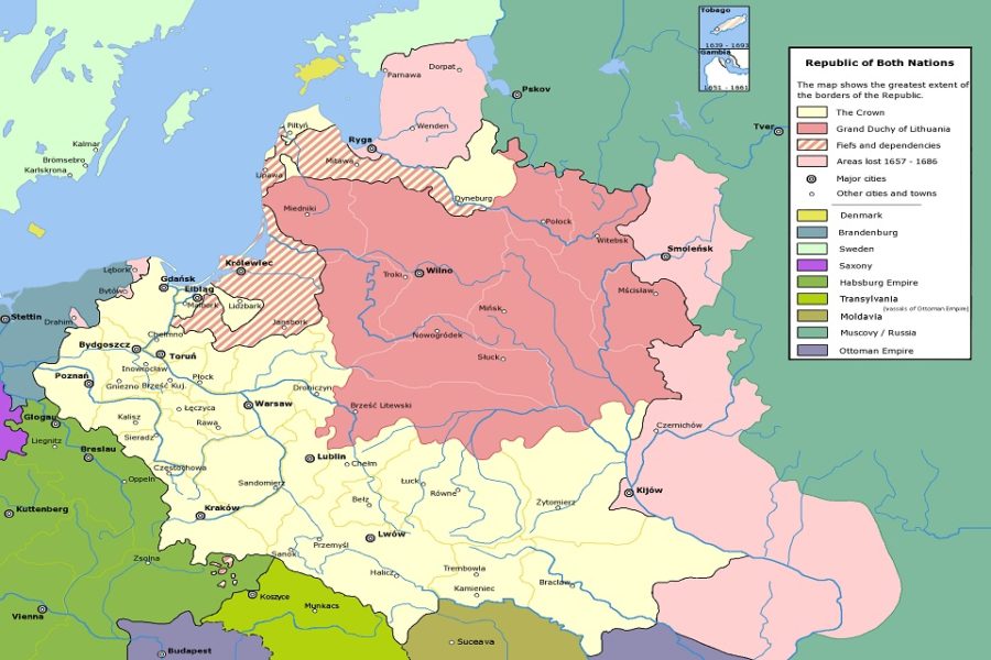Het Pools-Litouws Gemenebest in zijn grootste omvang