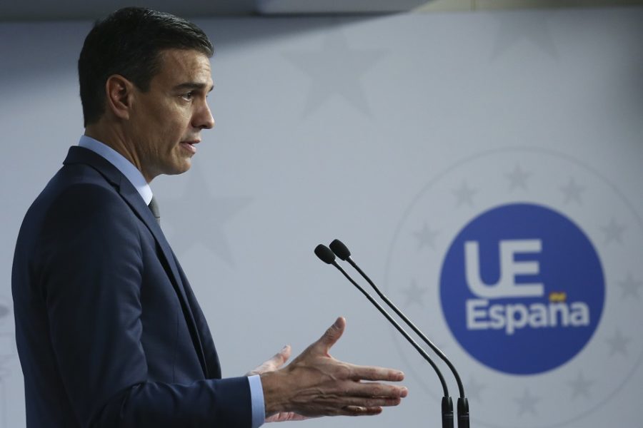 Spaans premier Sanchez op een Europese top