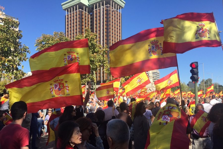 Spaanse nationalisten betogen in Madrid.