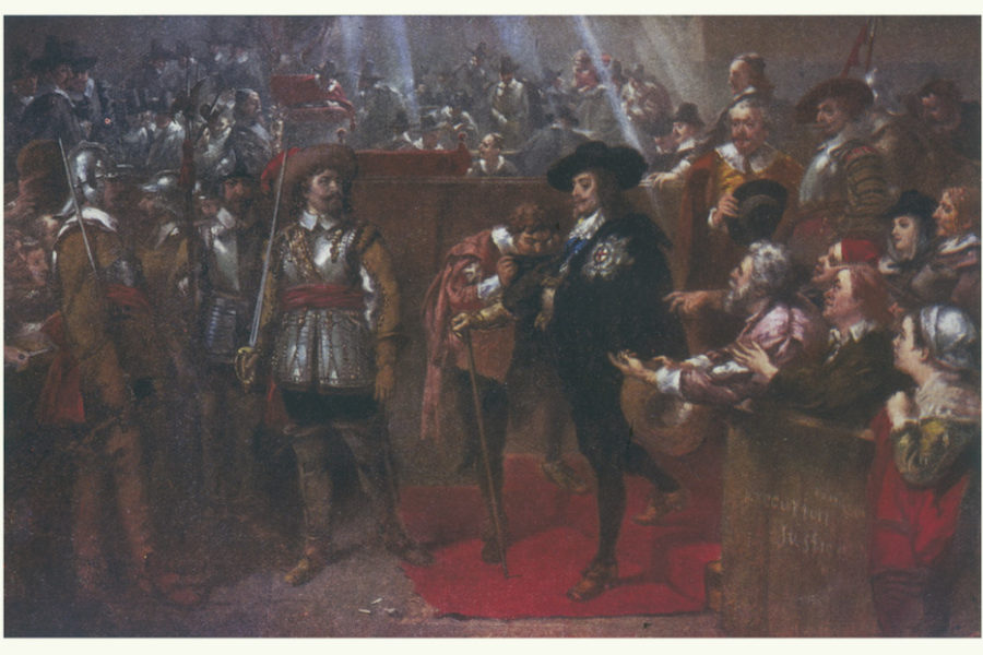 Charles I verlaat Westminster Hall na zijn proces.