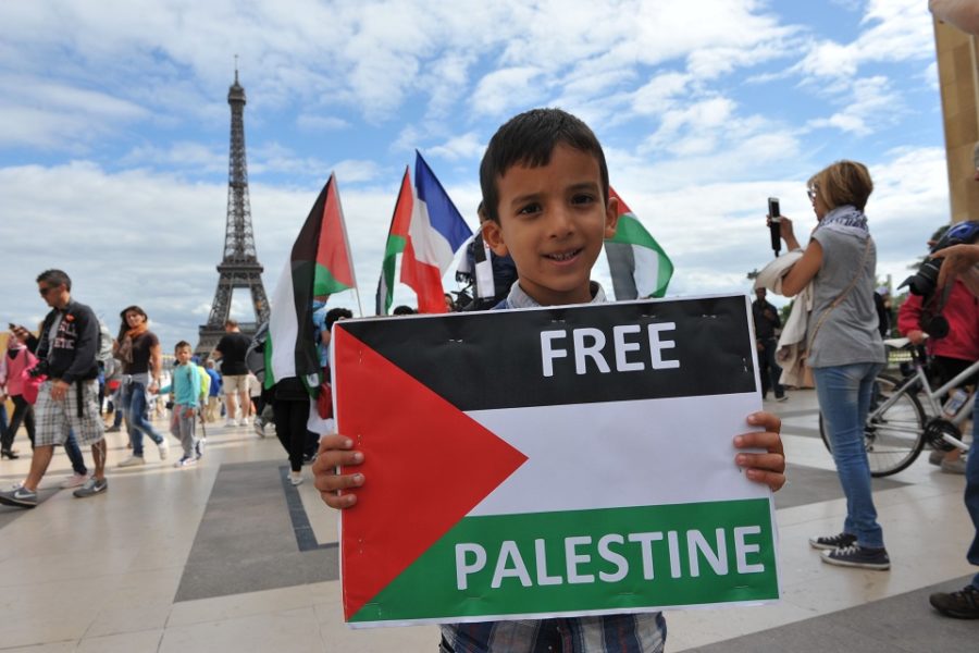 Pro-Palestinabetoging in Parijs.