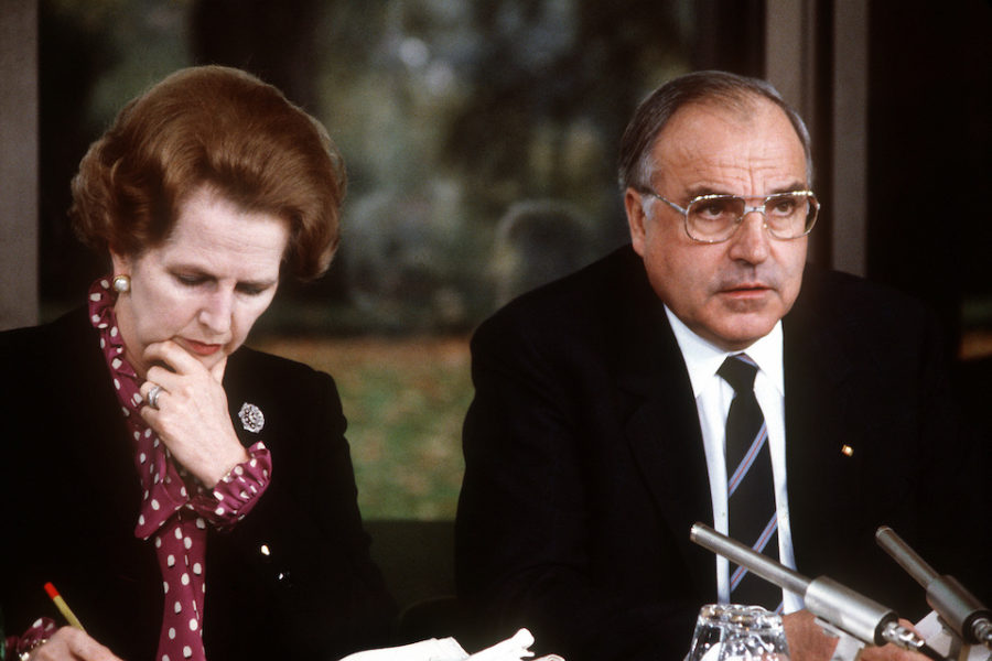Margaret Thatcher en Helmut Kohl (in 1982): een Brits-Duitse as had voor een
andere EU kunnen zorgen, zonder nakende brexit.