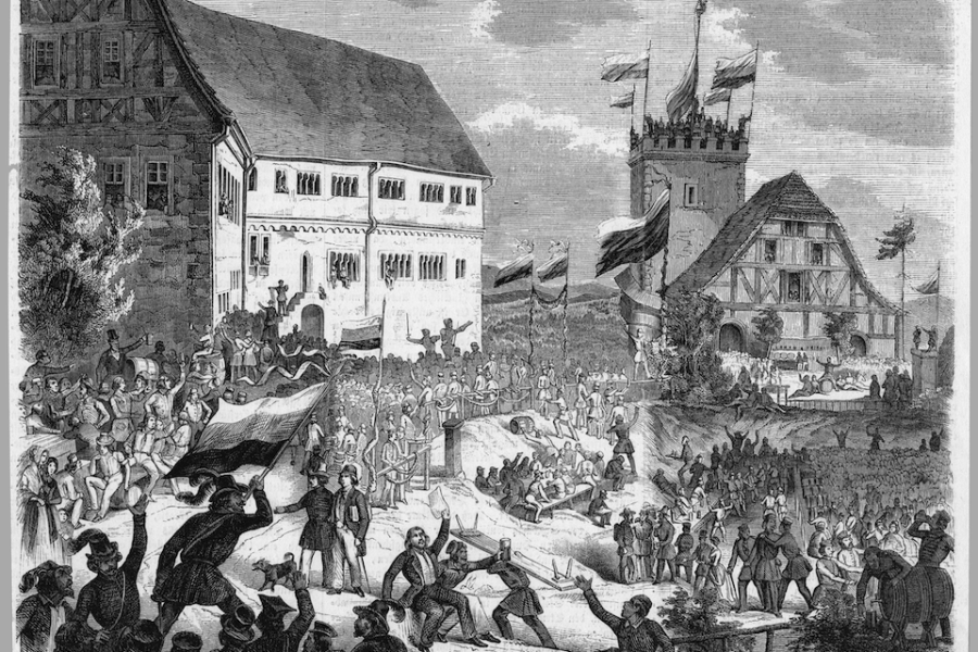 Juni 1848: studenten uit alle Duitse landen leggen de kiem van de moderne Duitse
natiestaat.