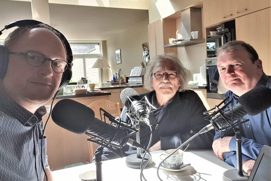 Pieter Bauwens, Boudewijn Bouckaert en Jurgen Ceder bij Doorbraak Radio.
