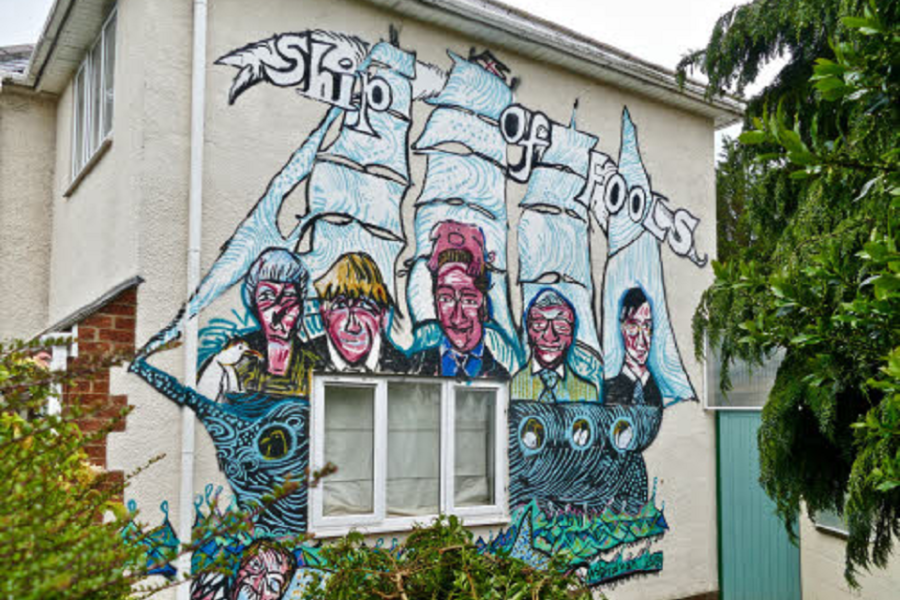 anti-Tory muurschildering: Ship of Fools