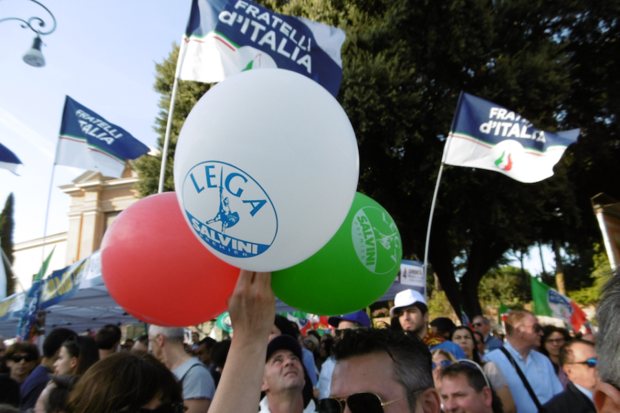 Op een rechtse manifestatie, afgelopen zondag in Rome, waren de
nationaalconservatieve Fratelli d’Italia opvallend aanwezig.