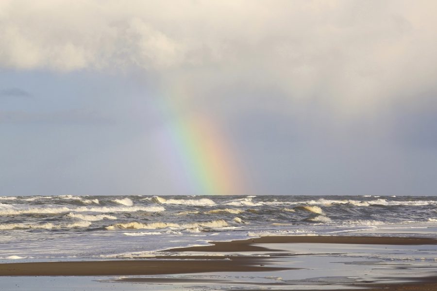Regenboog aan de Noordzee.
