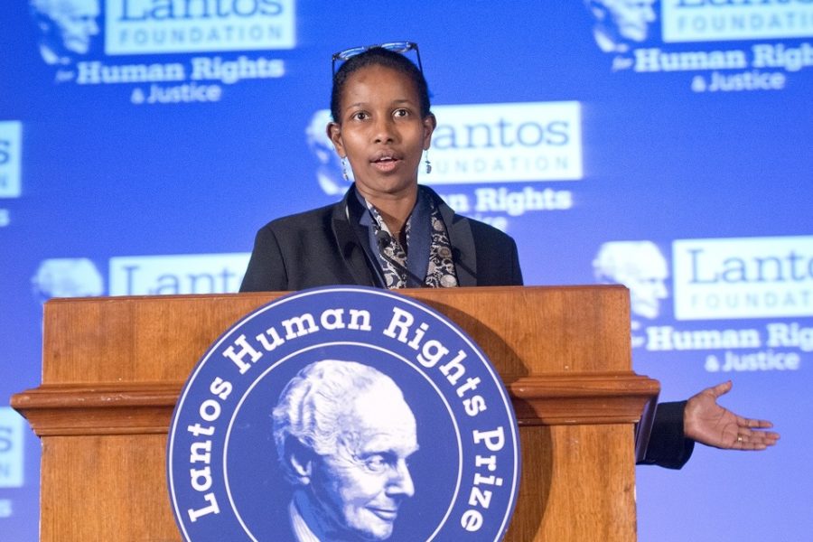 Ayaan Hirsi Ali op de Lantos Human Rights Prize.