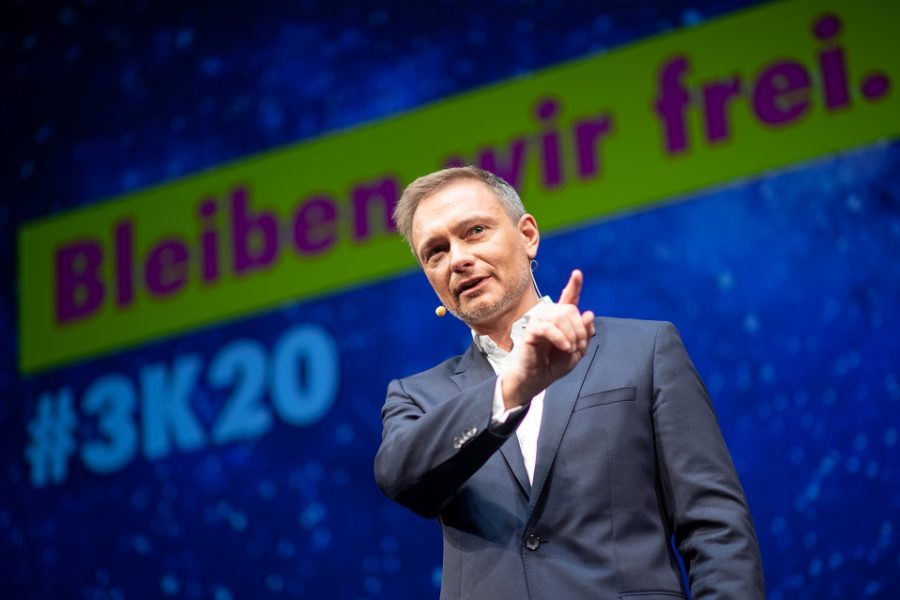Christian Lindner, voorzitter van de FDP, op het Dreikönigstreffen van 6 januari
2020