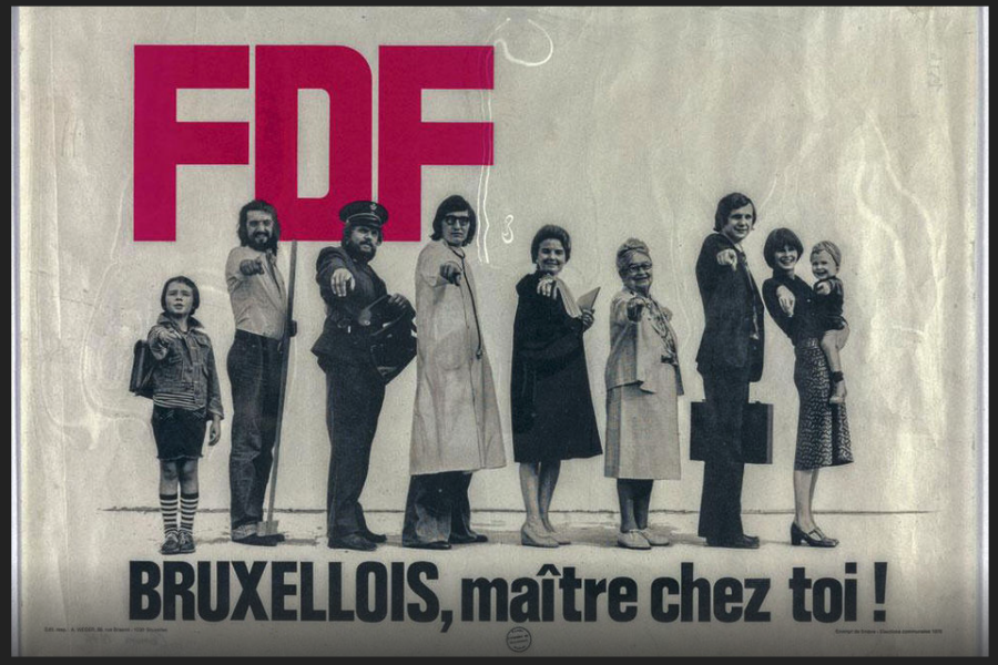 Het Brusselmodel van de franskiljonse partij FDF (nu Défi) in de verkiezingen
van 1974.