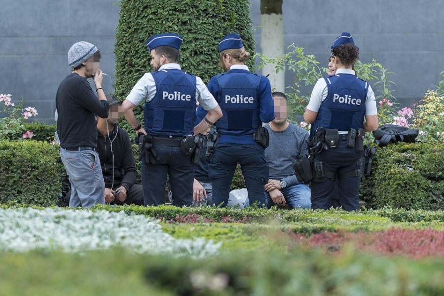 Politiepatrouille tijdens het Brussels Summer Festival