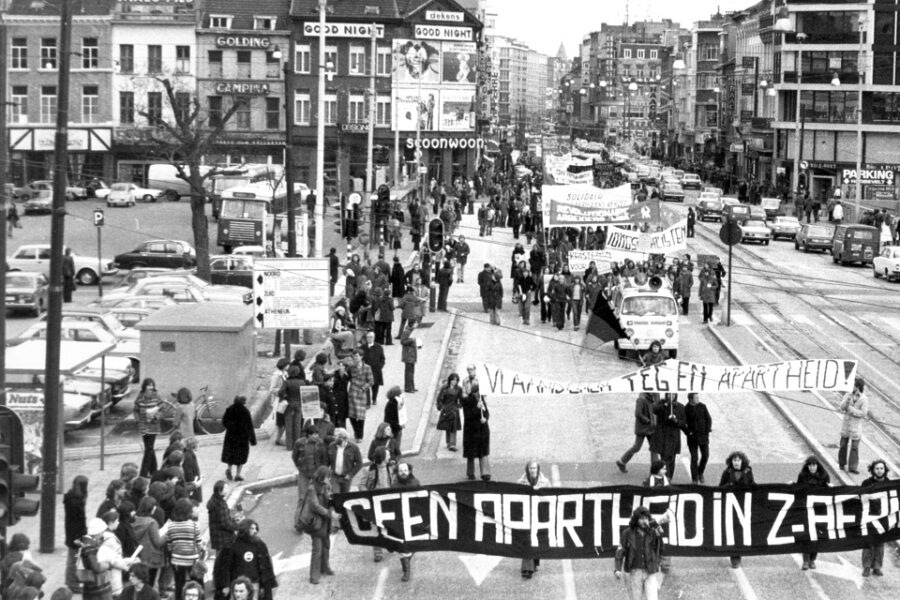 Anti-apartheidsbetoging van Amada in Antwerpen, 1977.