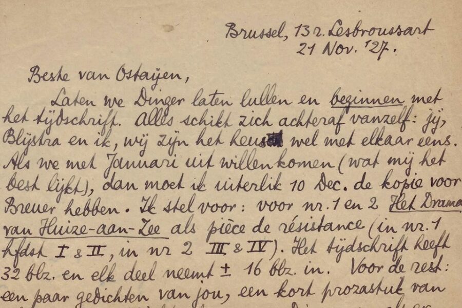 Een brief van E. du Perron aan zijn vriend Paul van Ostaijen