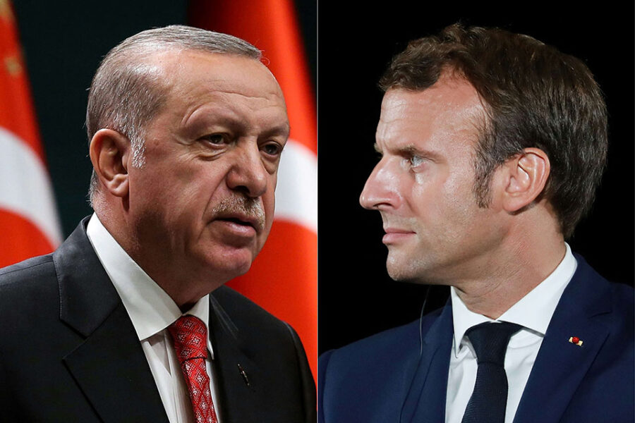 De Fransen liggen helemaal dubbel van de vondst om Macron de ’tête de Turc’ van
Erdoğan te noemen: de Franse term voor de kop van Jut.