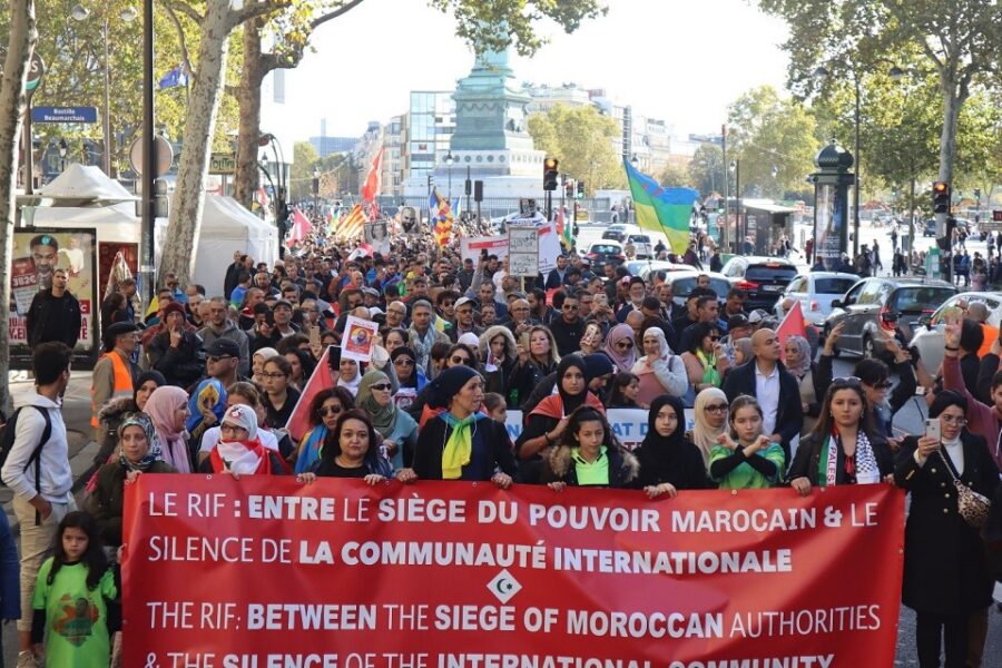 Een protest in solidariteit met de Hirak in Parijs met demonstranten van over
heel Europa