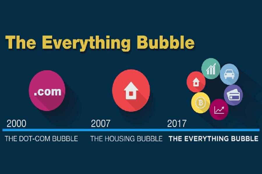 Na de internetbubbel en de vastgoedbubbel die leidde tot de financiële crisis
van 2008, zitten we nu met een bubbel die àlles omvat.