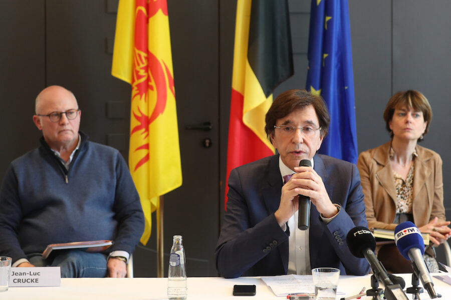 Minister Jean-Luc Crucke (links) en minister-president Elio Di Rupo