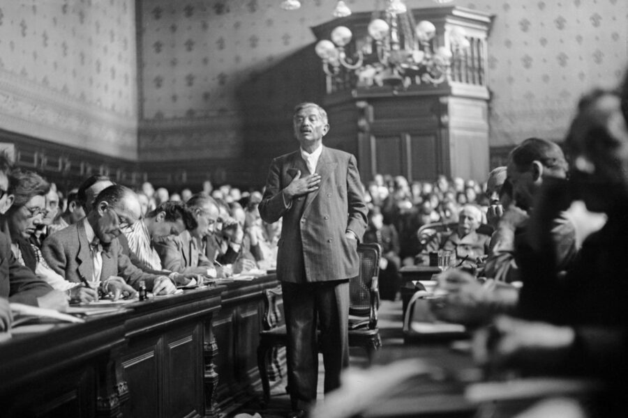 Pierre Laval tijdens zijn proces