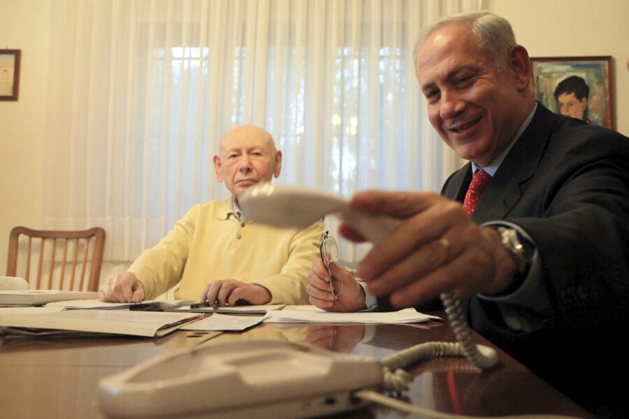 Benjamin Netanyahu en zijn vader Ben Zion zaliger.