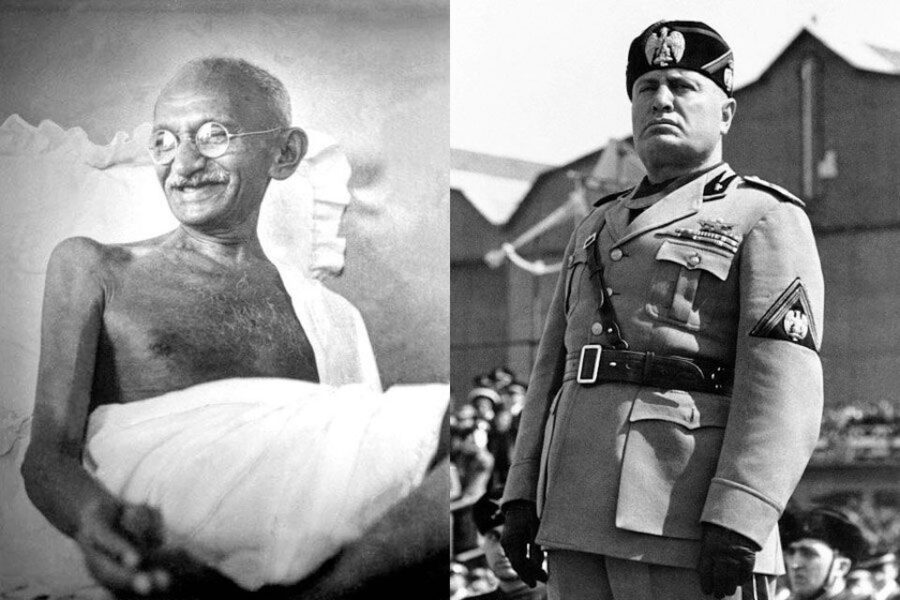 Mahatma Gandhi ontmoet Mussolini in Rome.