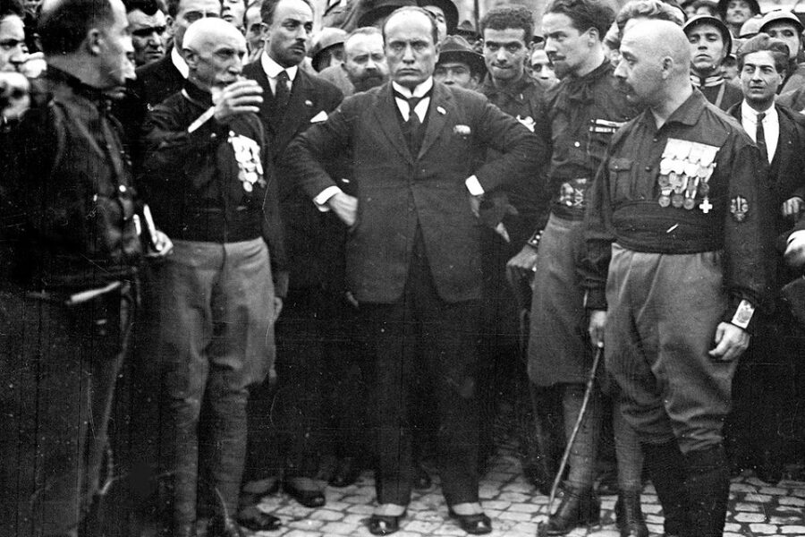 Mussolini tijdens de Mars op Rome (27 Oktober 1922).