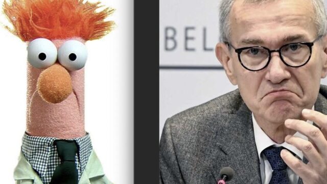 Links de minister van volksgezondheid. Rechts Beeker uit de Muppetshow.