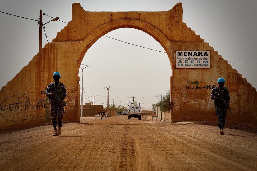 MUNISMA-controlepunt bij Menaka, Mali.