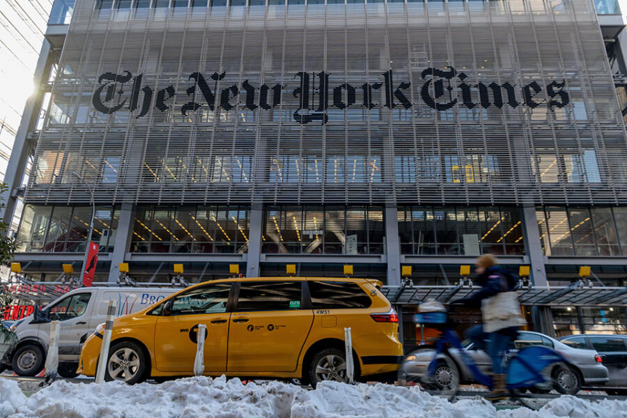 De gebouwen van de New York Times in New York.