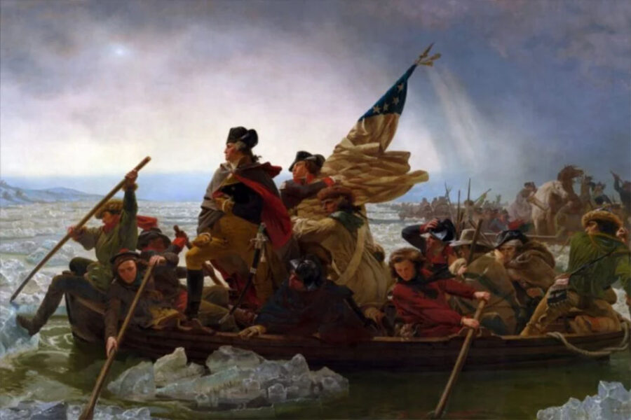 1776. George Washington steekt de Delaware over.