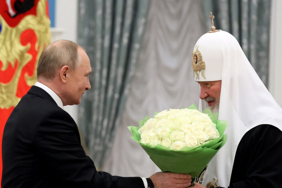 Poetin en patriarch Kirill van Moskou