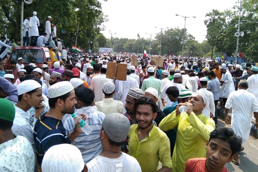 Moslimprotesten in Calcutta tegen uitspraken Nupur Sharma.