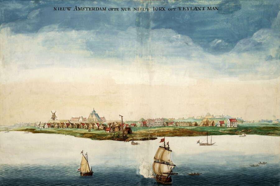 Gezicht op Nieuw Amsterdam door Johannes Vingboons (1664)