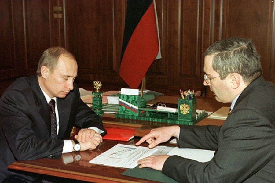 Vladimir Poetin en Michael Chodorkovski.
