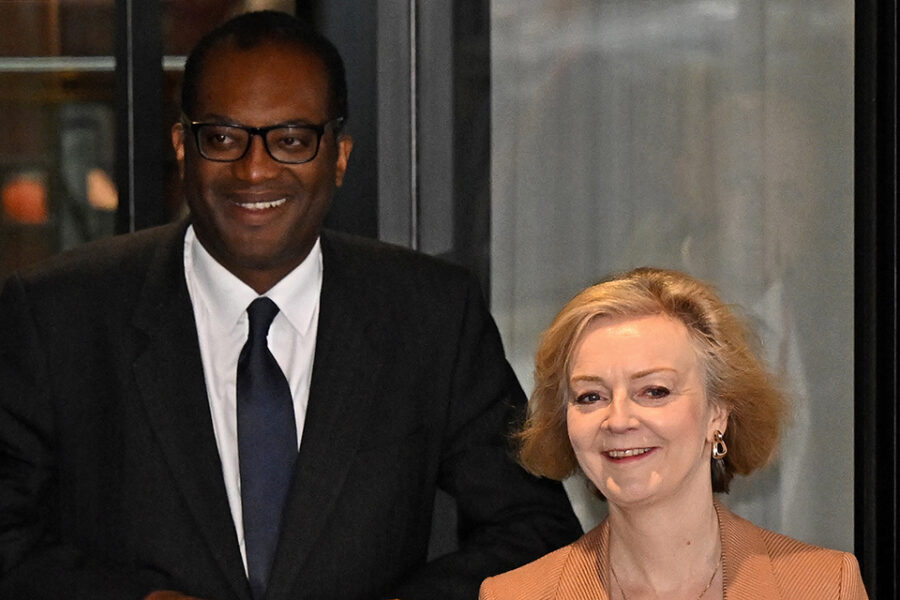 Brits minister van Financiën Kwasi Kwarteng en premier Liz Truss.