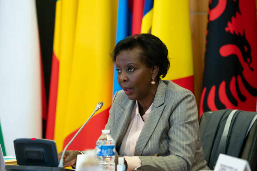 Voorzitster van het OIF, Louise Mushikiwabo.