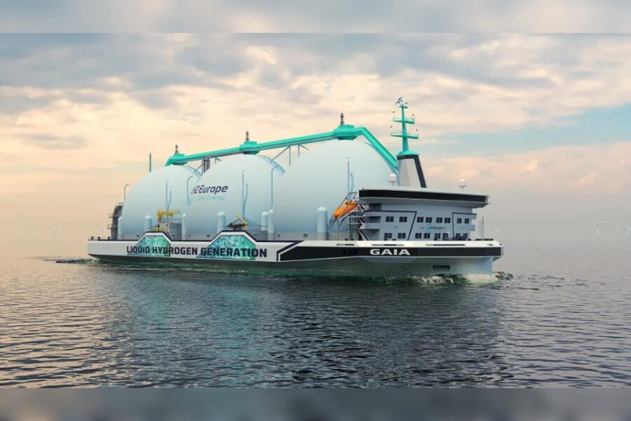 Een waterstoftanker die op waterstof vaart. Een ontwerp van C-Job Naval
Architects.