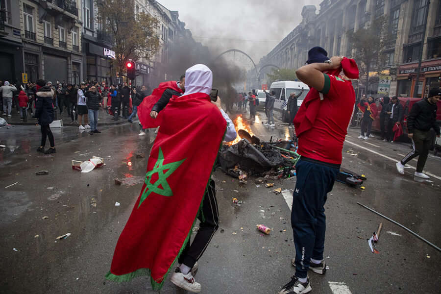 Na de wedstrijd België-Marokko kwam het in Brussel tot zware rellen.