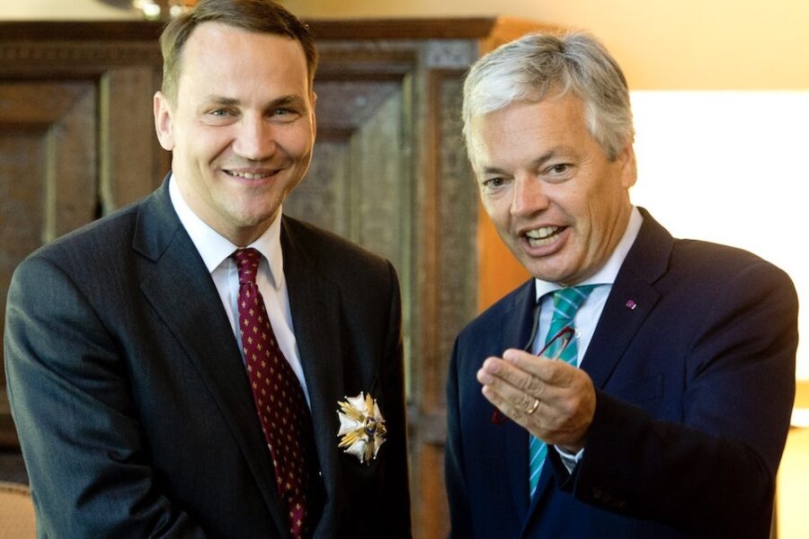 Sikorski hier nog als buitenlandminister van Polen met Belgische collega
Reynders in 2013.