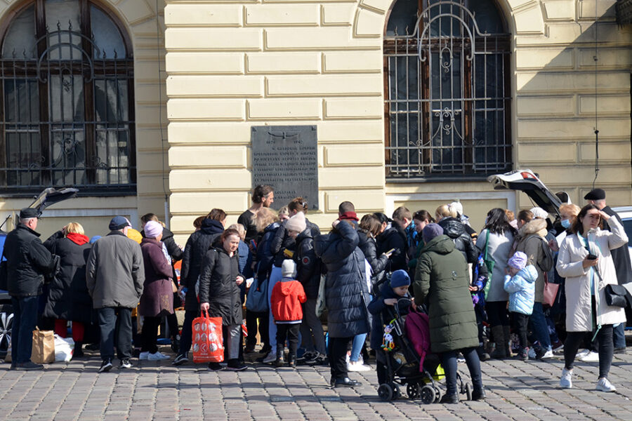 Oekraïense vluchtelingen in Krakow (Polen).