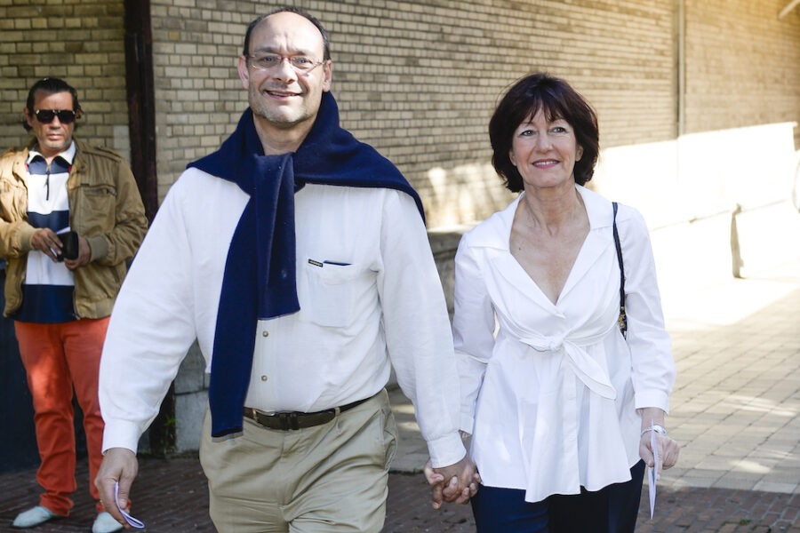 Marc Uyttendaele en Laurette Onkelinx op verkiezingsdag 2014.