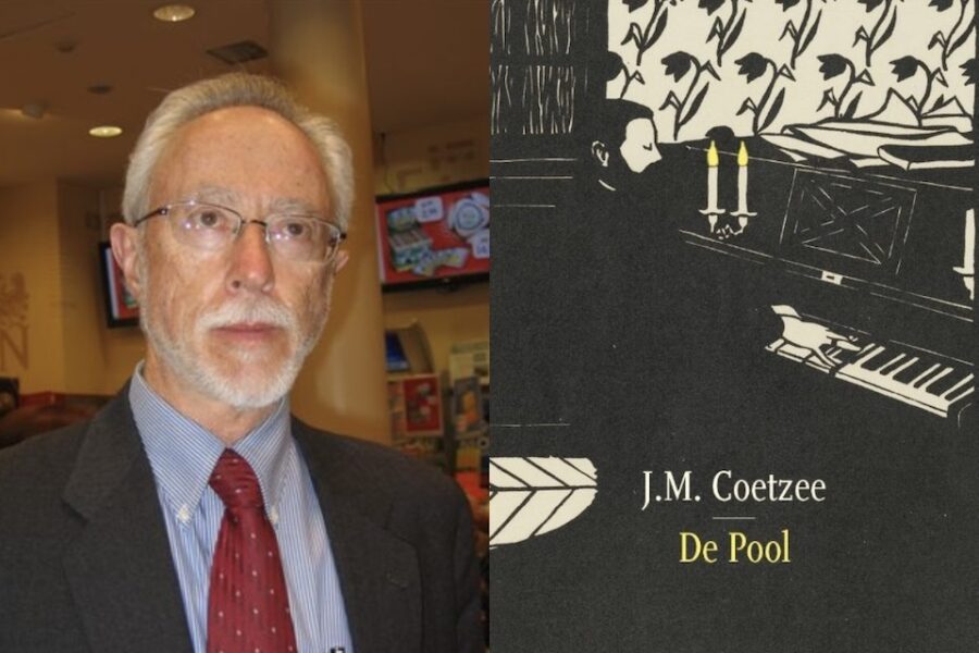 Links: J.M. Coetzee. Rechts: zijn nieuwe roman De Pool