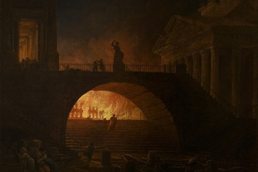 De grote brand van Rome, door Hubert Robert (1733-1808)