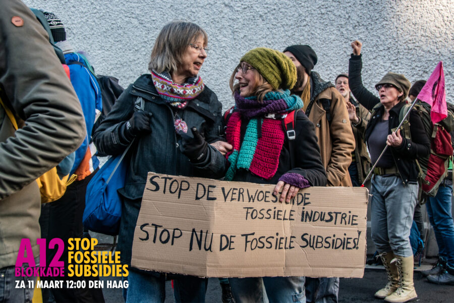 De campagne-foto om op te roepen om te blokkeren tegen ‘fossiele subsidies’.