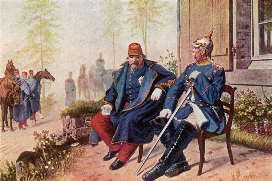 Napoleon III en Otto von Bismarck na de slag bij Sedan in 1870